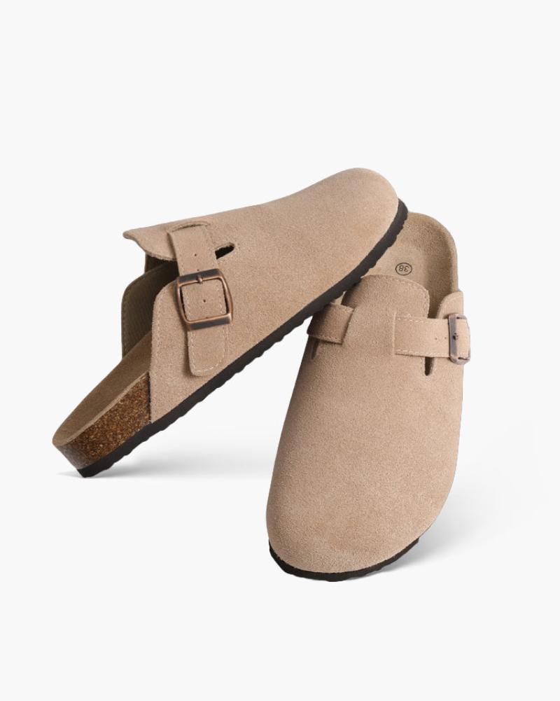 Men Slip-On Clogs With Suede Upper And Leather Insole