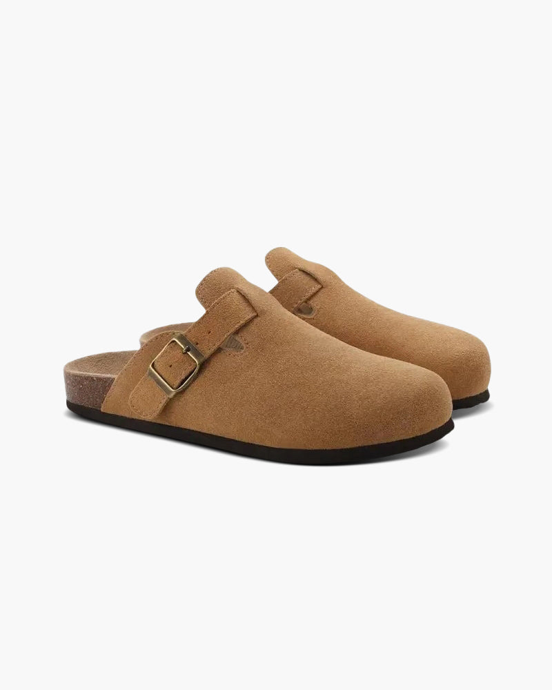 Men Slip-On Clogs With Suede Upper And Leather Insole