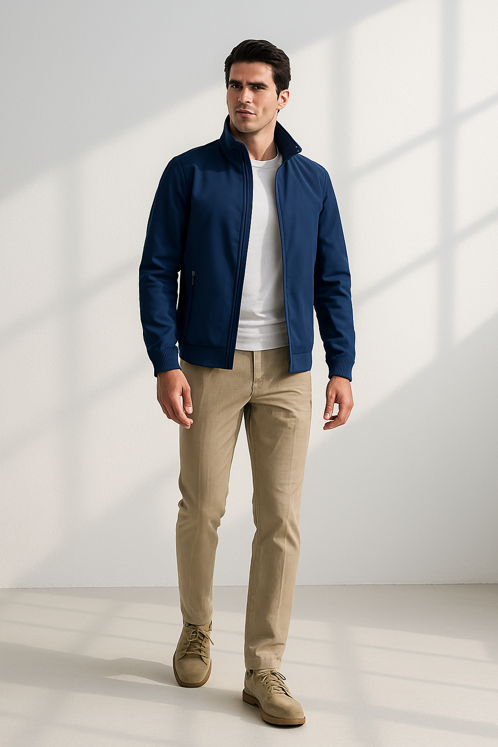 Men Summer Windproof Jacket With Zipper Closure And Inner Lining