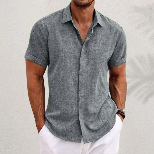 Men’s Summer Button-Up Shirt with Structured Fit and Breathable