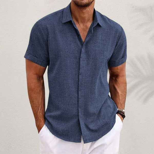 Men’s Summer Button-Up Shirt with Structured Fit and Breathable