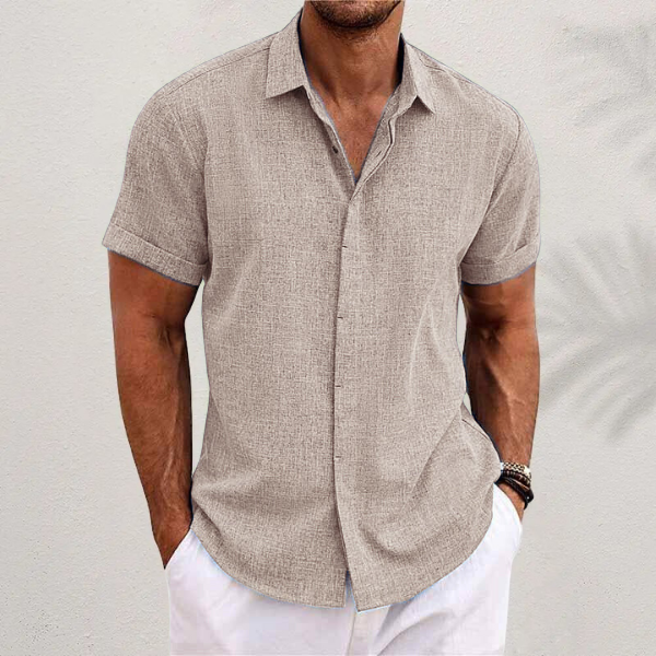 Men’s Summer Button-Up Shirt with Structured Fit and Breathable