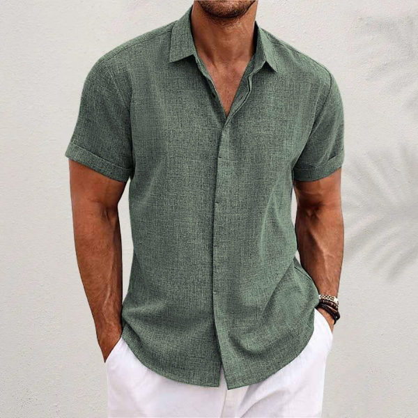 Men’s Summer Button-Up Shirt with Structured Fit and Breathable