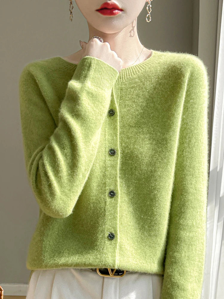 Women Autumn Knitted Cardigan Open Front Breathable Fabric