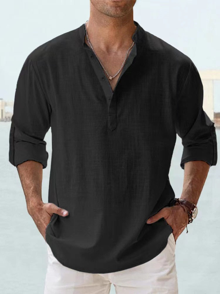 Men’s Summer Long Sleeve Shirt Lightweight Breathable Relaxed Fit