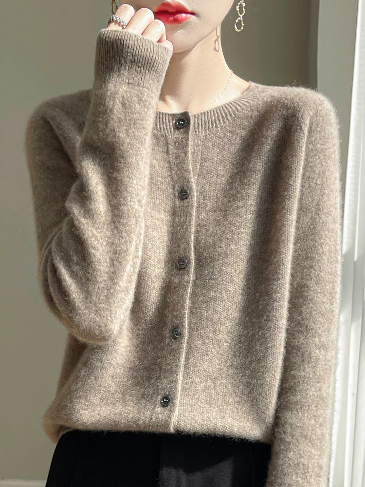 Women Autumn Knitted Cardigan Open Front Breathable Fabric
