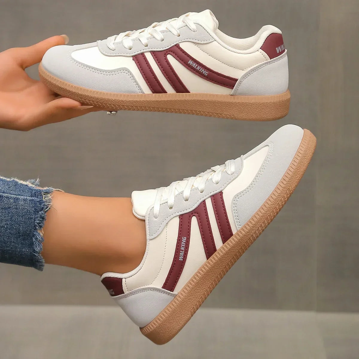 Women Walking Sneakers Breathable Mesh Upper With Cushioned Sole And Lace-Up Closure