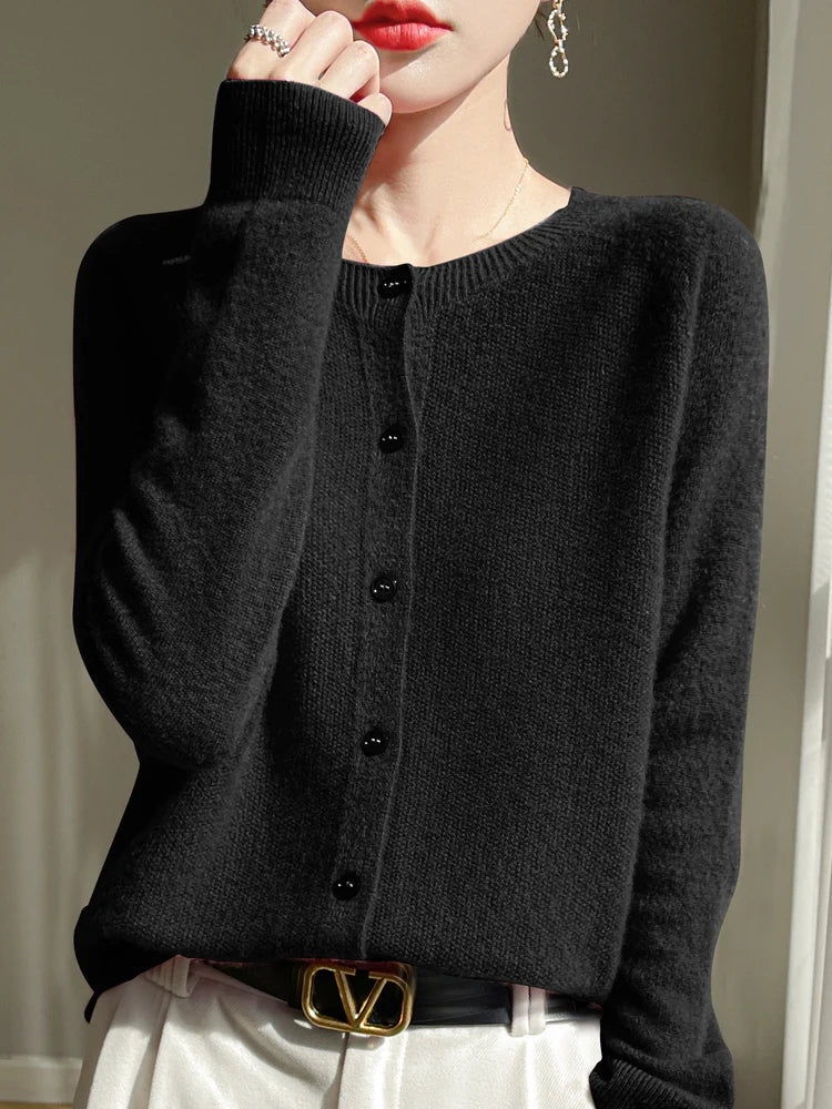 Women Autumn Knitted Cardigan Open Front Breathable Fabric