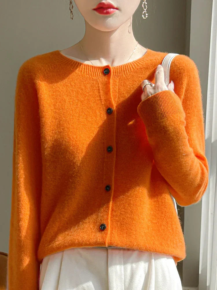 Women Autumn Knitted Cardigan Open Front Breathable Fabric