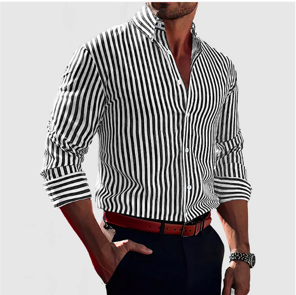 Men Full Sleeve Striped Shirt With Button Closure