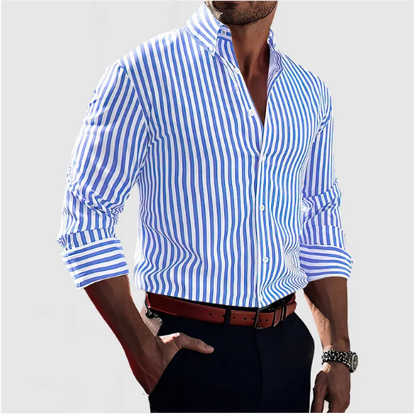 Men Full Sleeve Striped Shirt With Button Closure