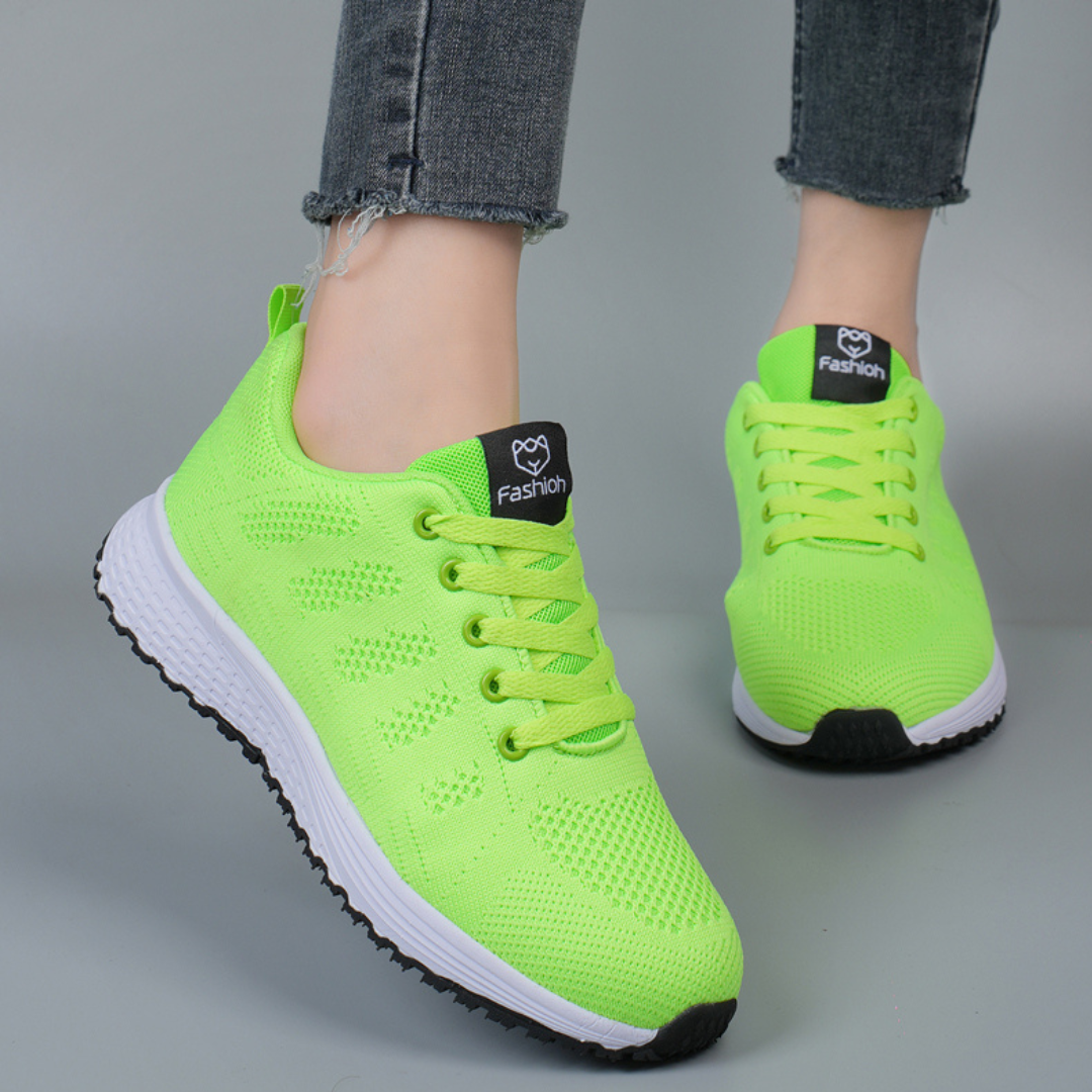 Female Spring Knit Sneakers Breathable Upper Cushioned Sole Lightweight Design