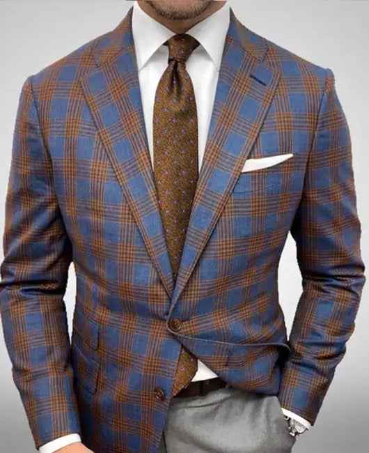 Men Blazer Slim Fit Vertical Stripe Two Button Closure