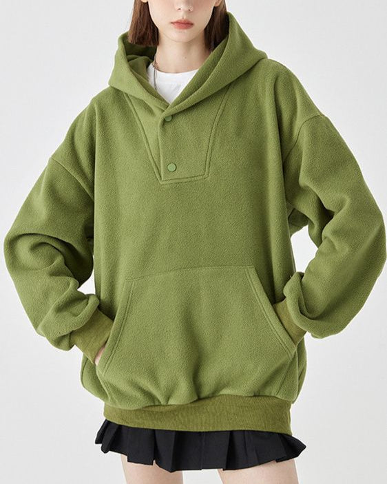 Women Autumn Polar Fleece Pullover Loose Fit Long Sleeves Multiple Colors