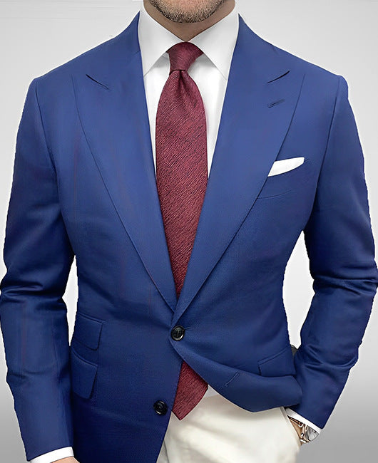 Men Blazer Slim Fit Vertical Stripe Two Button Closure