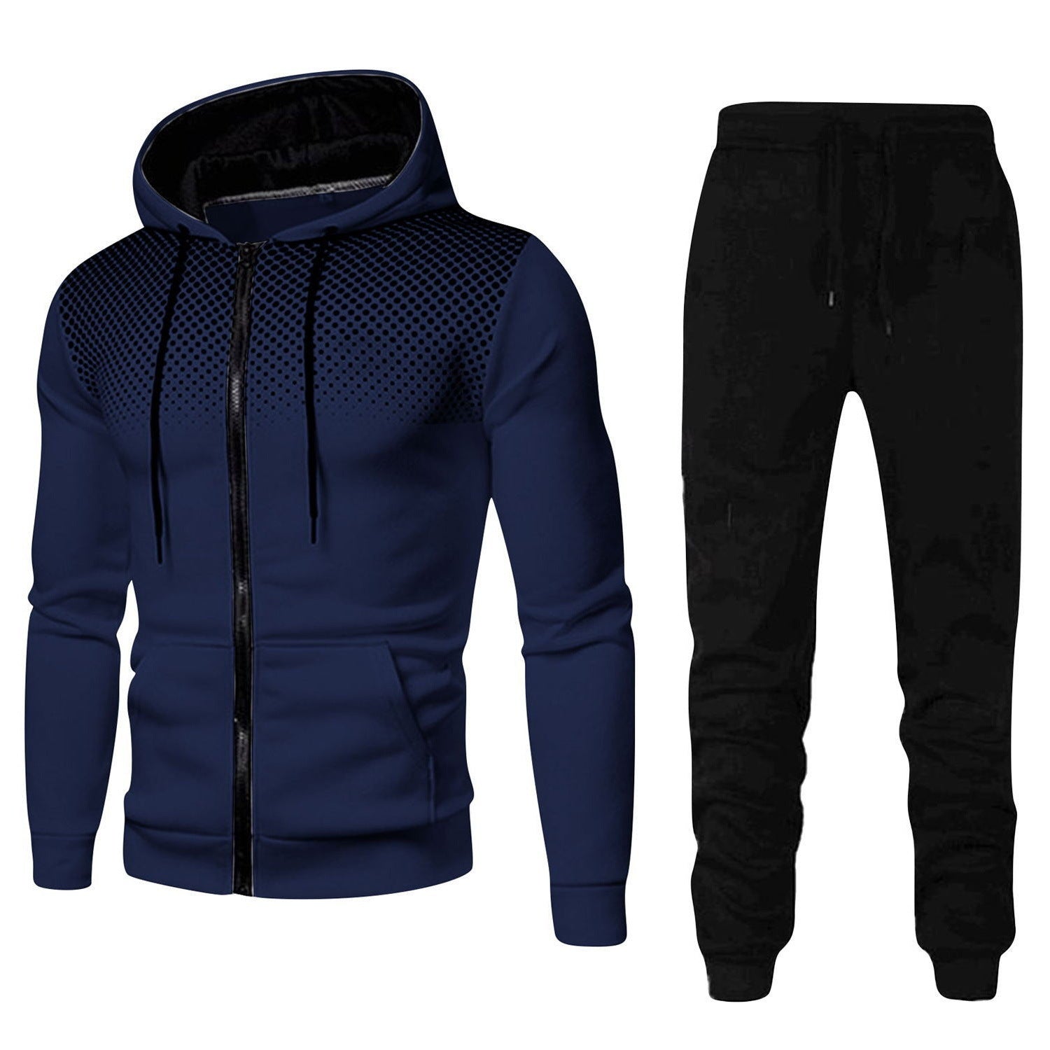 Men Sportswear Set Two-Piece Drawstring Hoodie With Pockets Printed Design