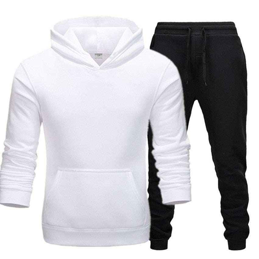 Men Winter Tracksuit Set Pullover Hoodie Plus Velvet Jogger Pants