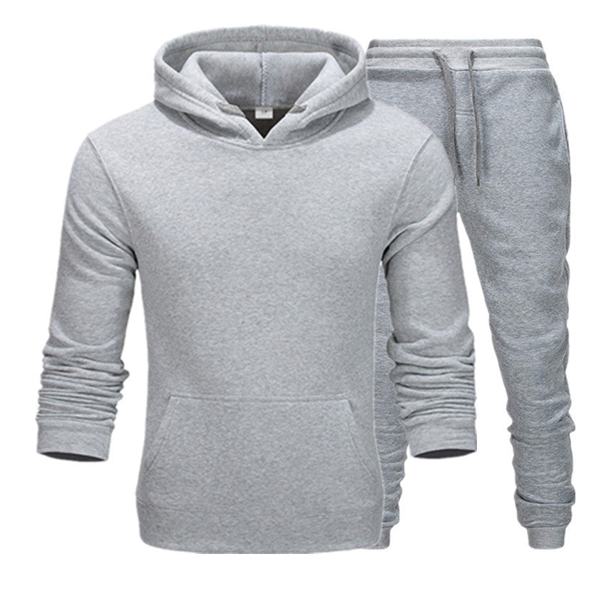 Men Winter Tracksuit Set Pullover Hoodie Plus Velvet Jogger Pants