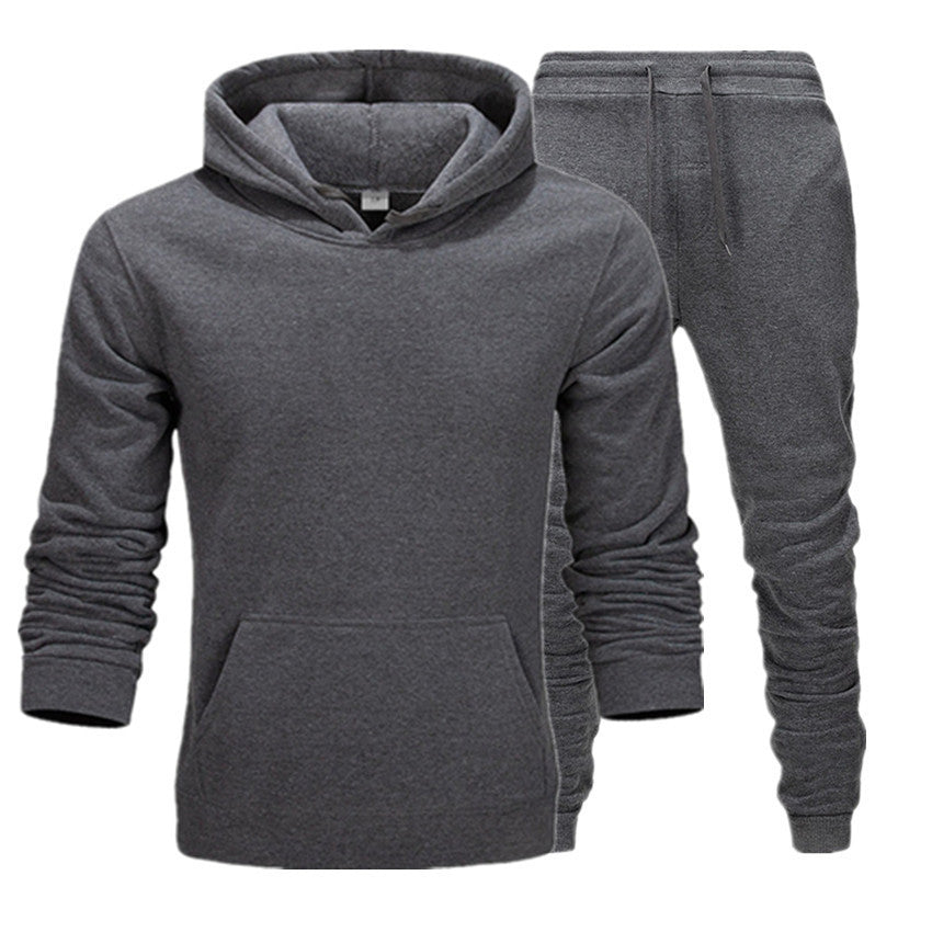 Men Winter Tracksuit Set Pullover Hoodie Plus Velvet Jogger Pants