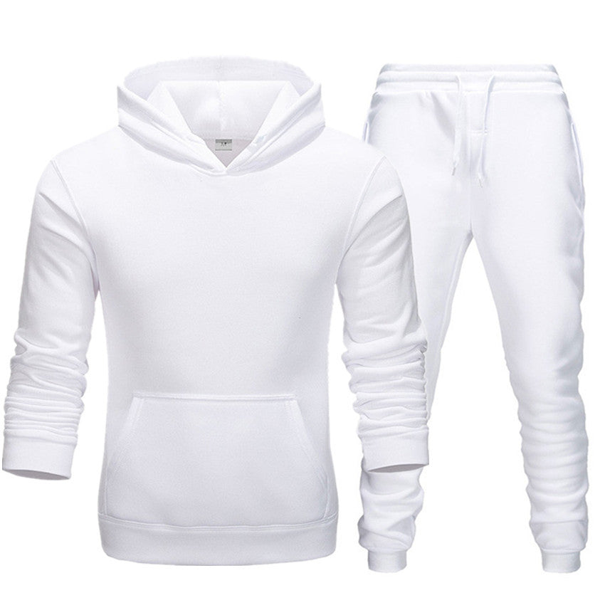 Men Winter Tracksuit Set Pullover Hoodie Plus Velvet Jogger Pants