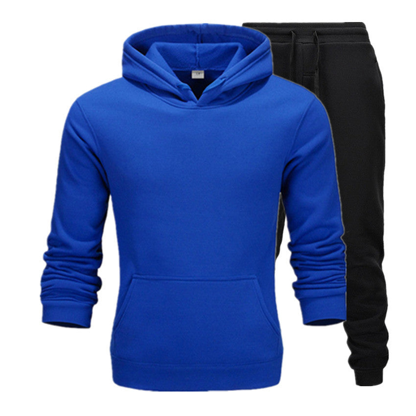 Men Winter Tracksuit Set Pullover Hoodie Plus Velvet Jogger Pants