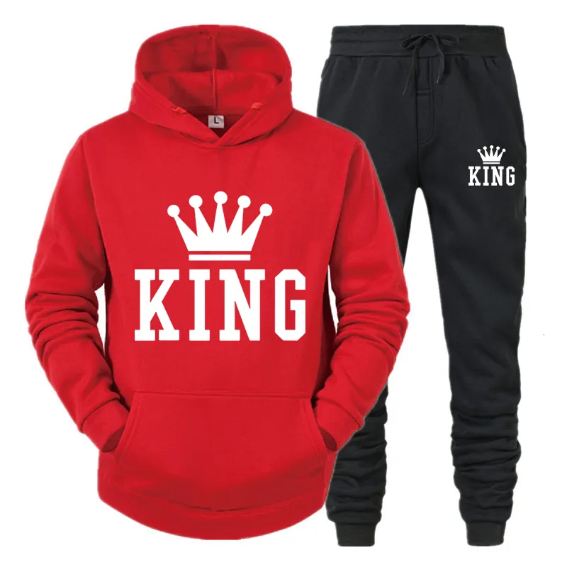Men Sports Suit Printed Two-Piece Set Relaxed Fit Elastic Waistband
