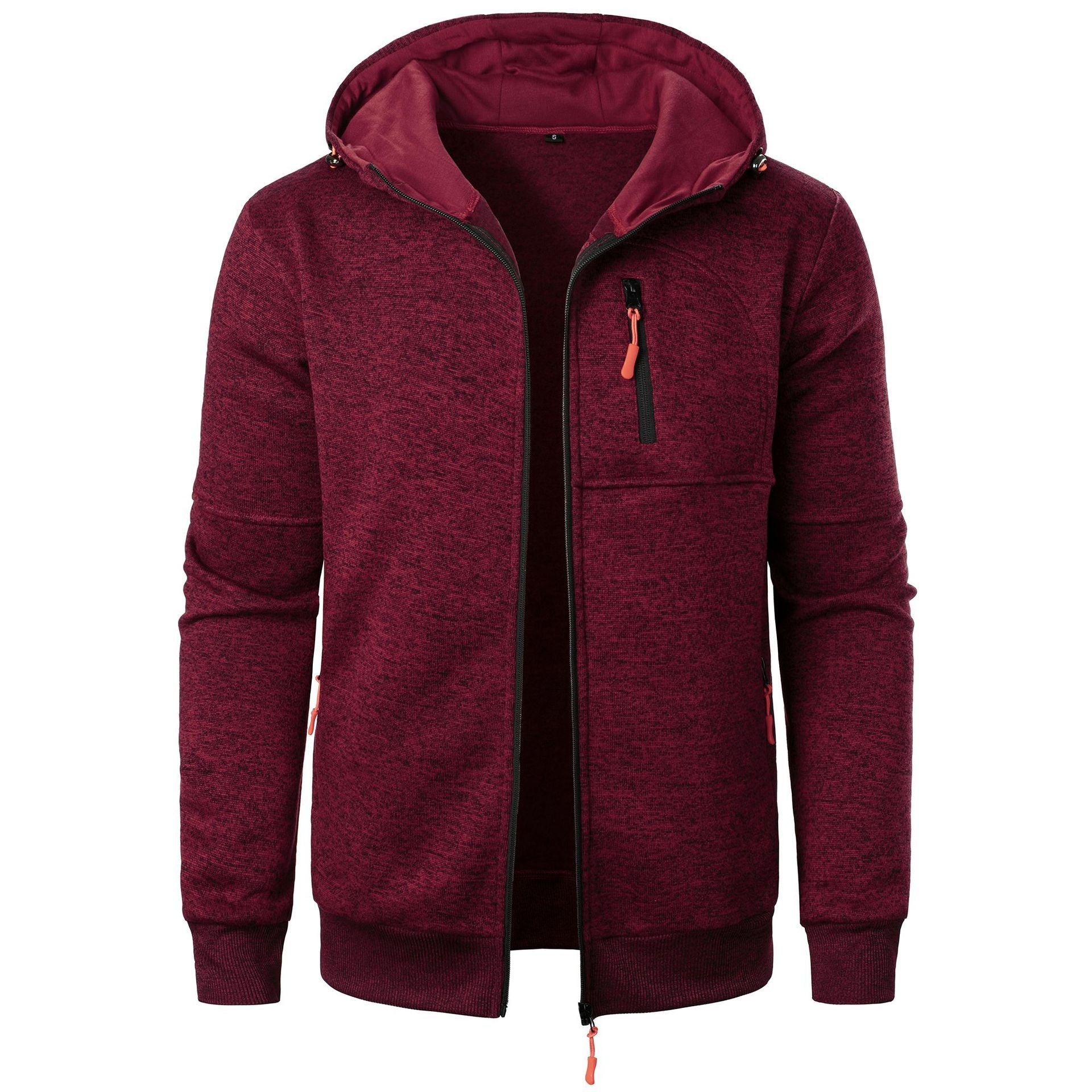 Men Hooded Knit Cardigan Jacquard Full Zip