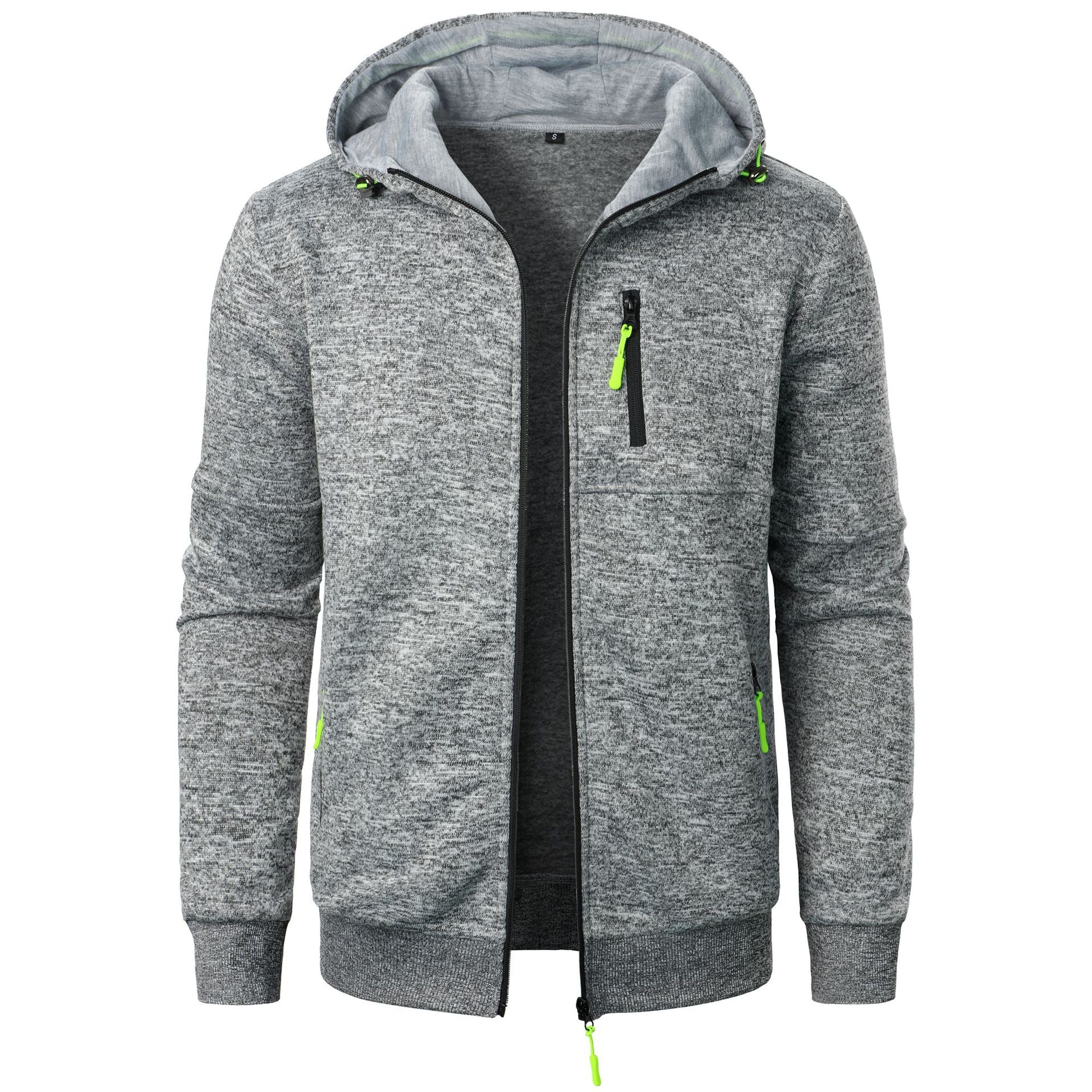 Men Hooded Knit Cardigan Jacquard Full Zip