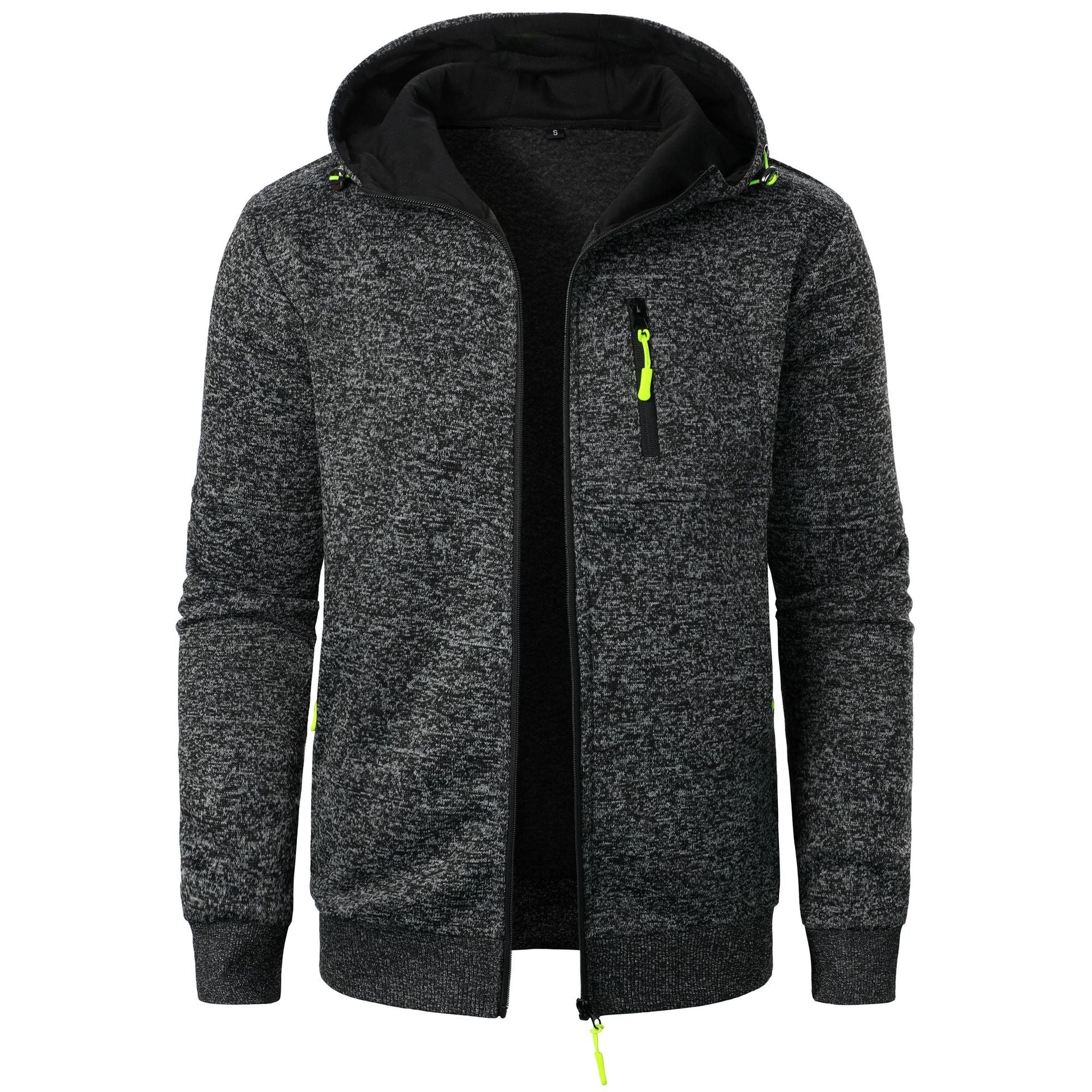 Men Hooded Knit Cardigan Jacquard Full Zip