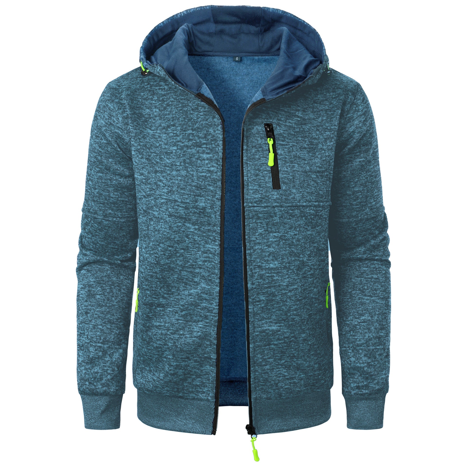 Men Hooded Knit Cardigan Jacquard Full Zip