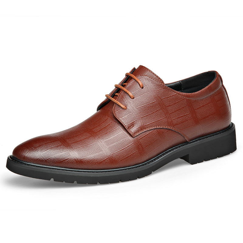 Men Formal Dress Shoes Pointed Toe Slip-Resistant Genuine Sheepskin Leather