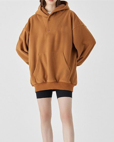 Women Autumn Polar Fleece Pullover Loose Fit Long Sleeves Multiple Colors
