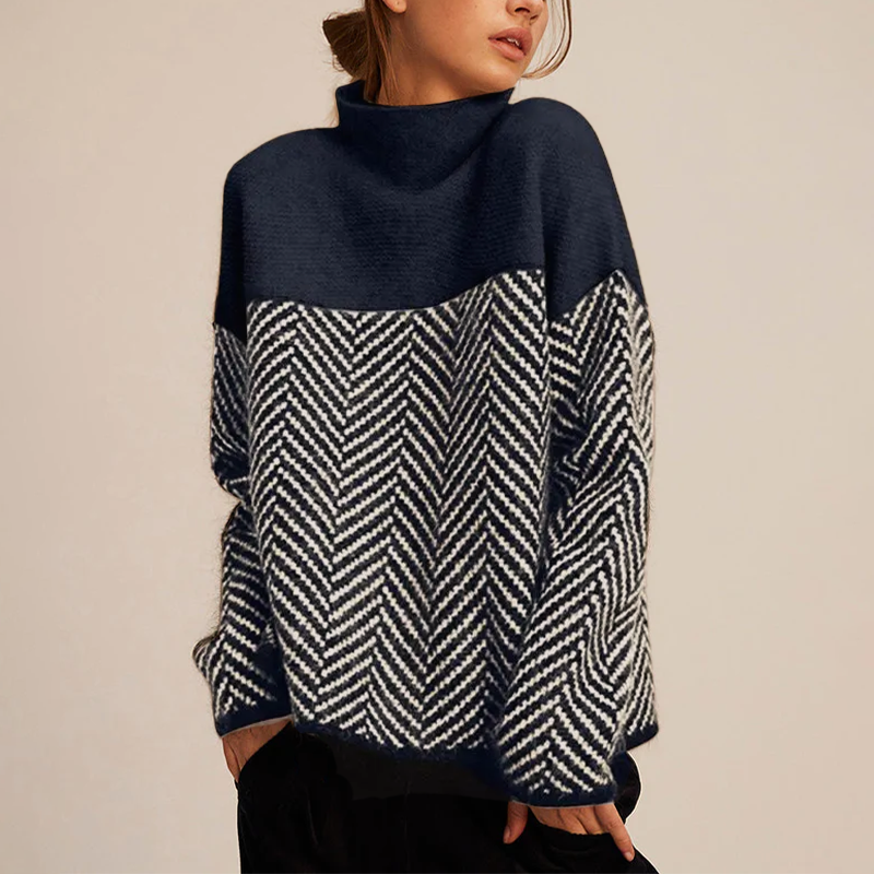 Women Autumn Knitted Pullover Relaxed Fit Long Sleeves Minimalist Design