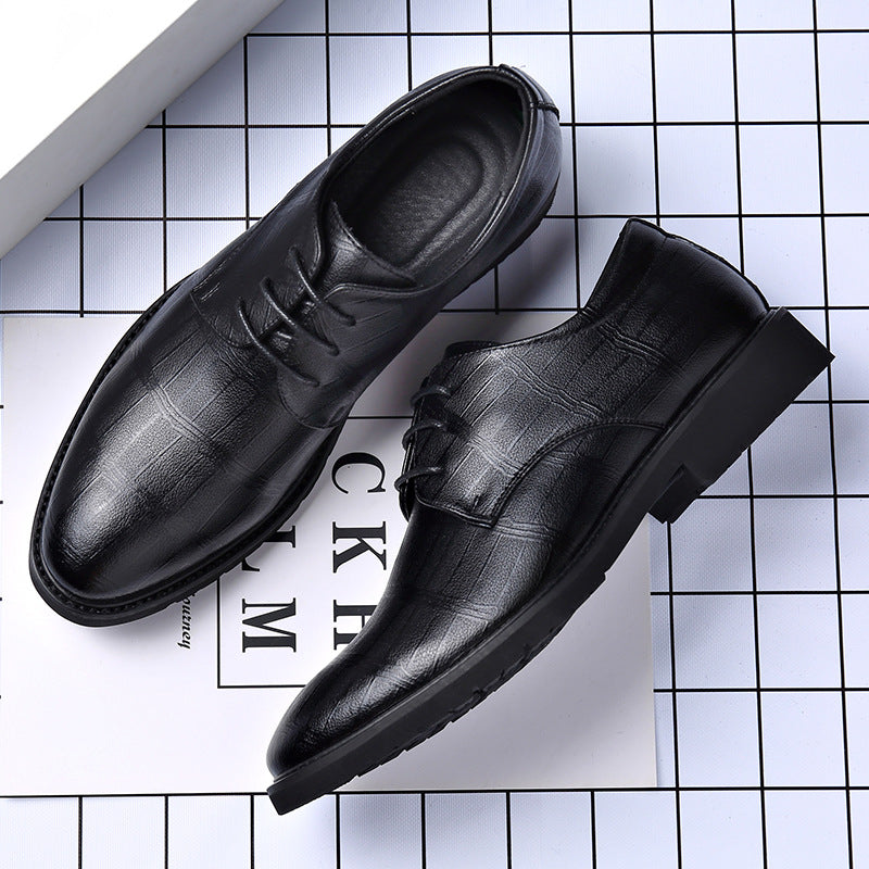 Men Formal Dress Shoes Pointed Toe Slip-Resistant Genuine Sheepskin Leather