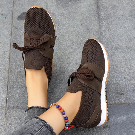 Female Spring Walking Shoes Breathable Mesh Upper Non-Slip Lightweight Sole