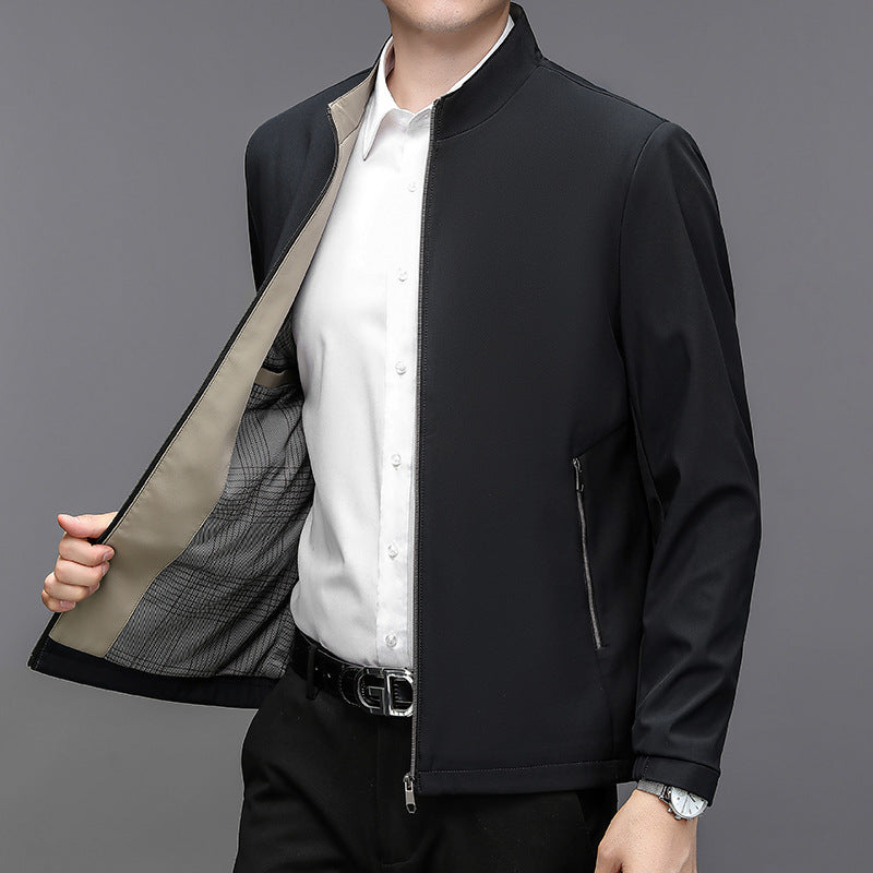 Men Lightweight Jacket With Stand Collar And Side Pockets