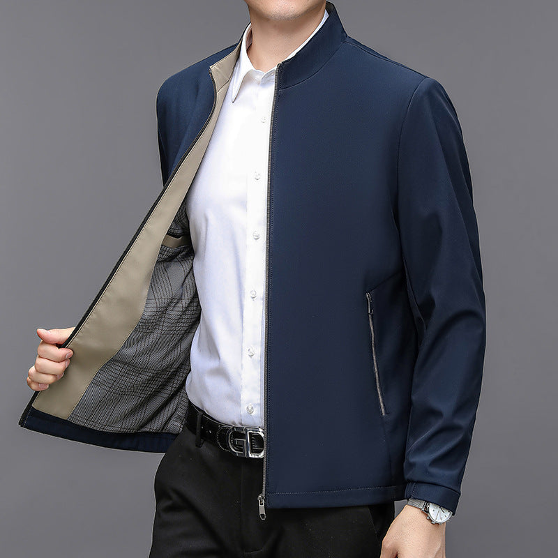 Men Lightweight Jacket With Stand Collar And Side Pockets