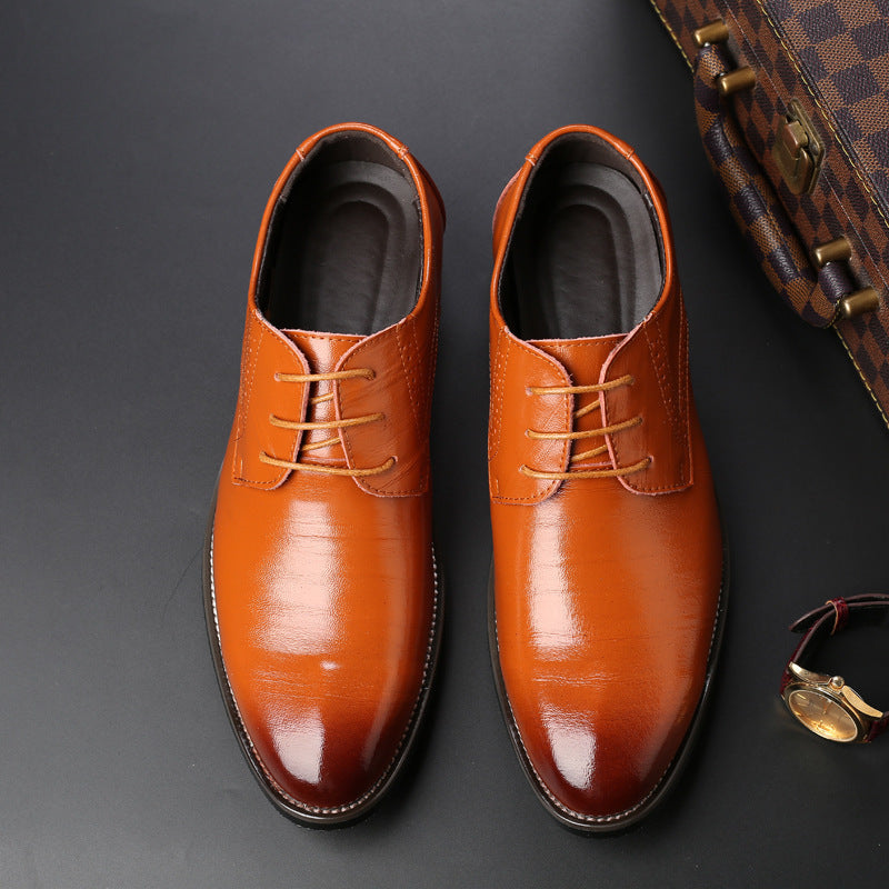 Male Formal Business Shoes Plus Size PU Upper Lace-Up Rubber Sole Waterproof