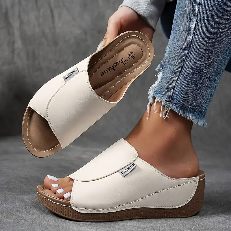 Female Summer Open Toe Sandals with Mesh Upper Three-Arch Support Wedge Sole