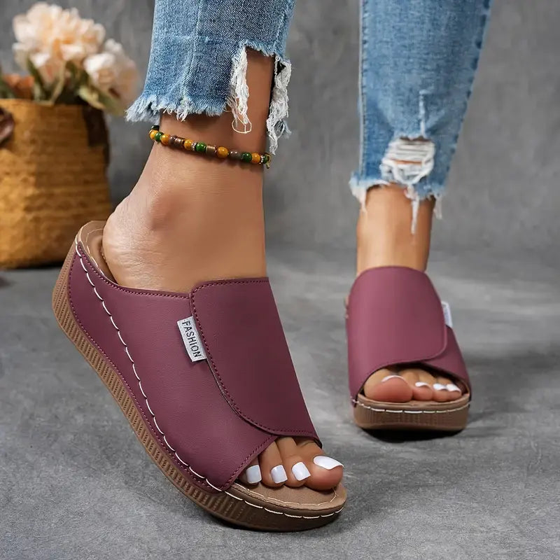 Female Summer Open Toe Sandals with Mesh Upper Three-Arch Support Wedge Sole