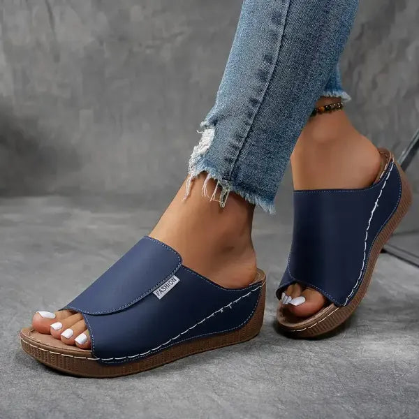 Female Summer Open Toe Sandals with Mesh Upper Three-Arch Support Wedge Sole