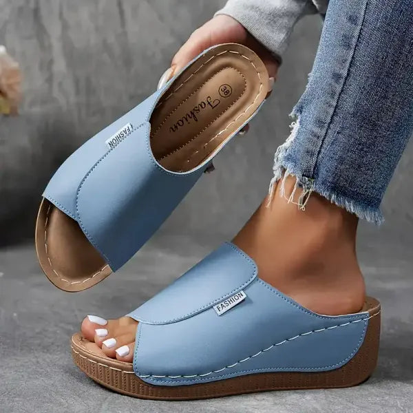 Female Summer Open Toe Sandals with Mesh Upper Three-Arch Support Wedge Sole