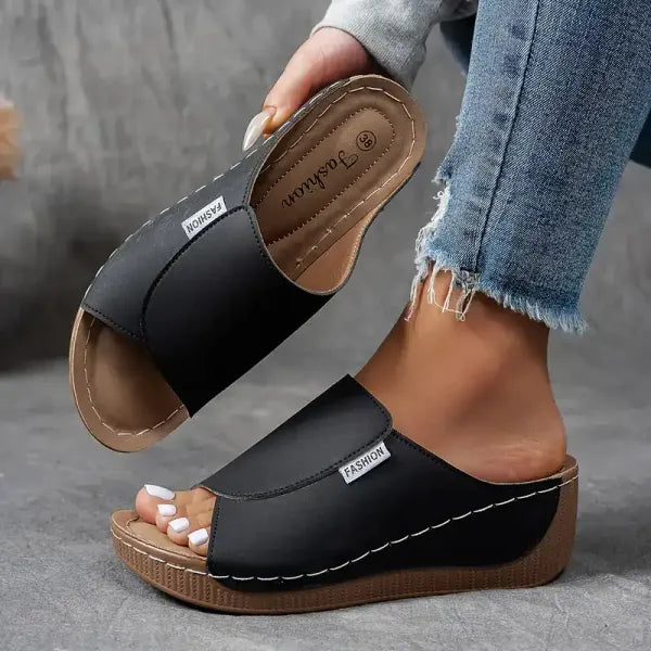 Female Summer Open Toe Sandals with Mesh Upper Three-Arch Support Wedge Sole