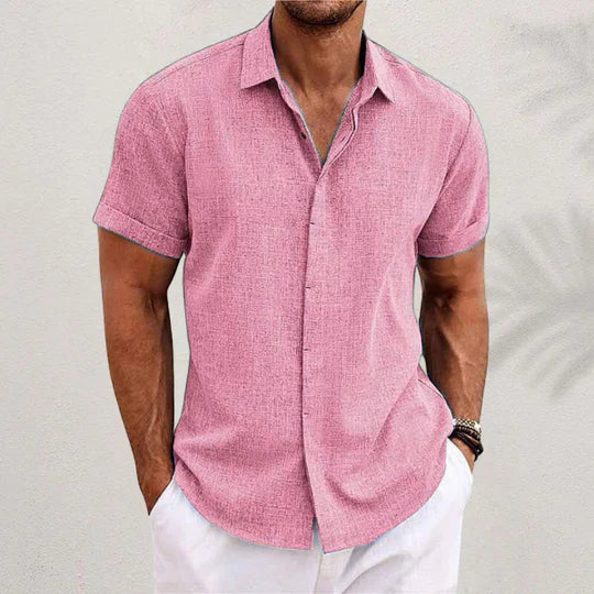 Men’s Summer Button-Up Shirt with Structured Fit and Breathable