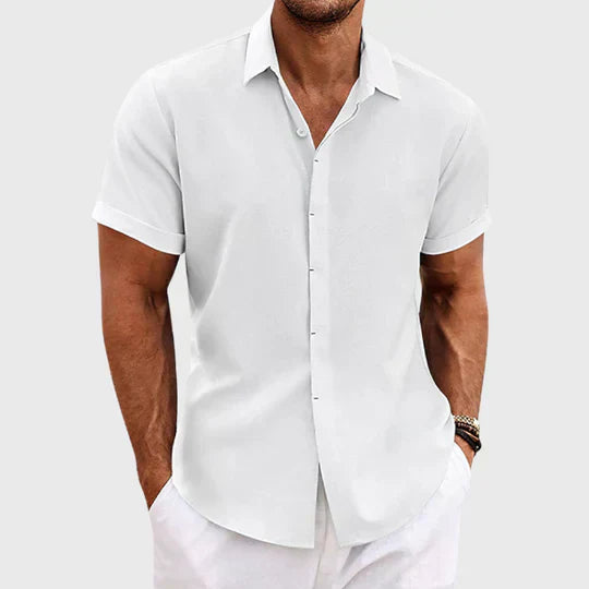 Men’s Summer Button-Up Shirt with Structured Fit and Breathable