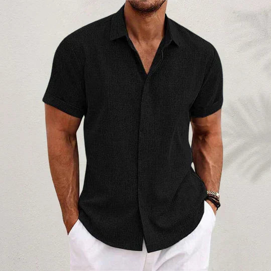 Men’s Summer Button-Up Shirt with Structured Fit and Breathable